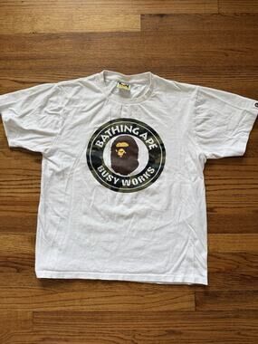 A Bathing Ape BAPE Busy Works Camo Ape Head T-Shirt White - Size Medium